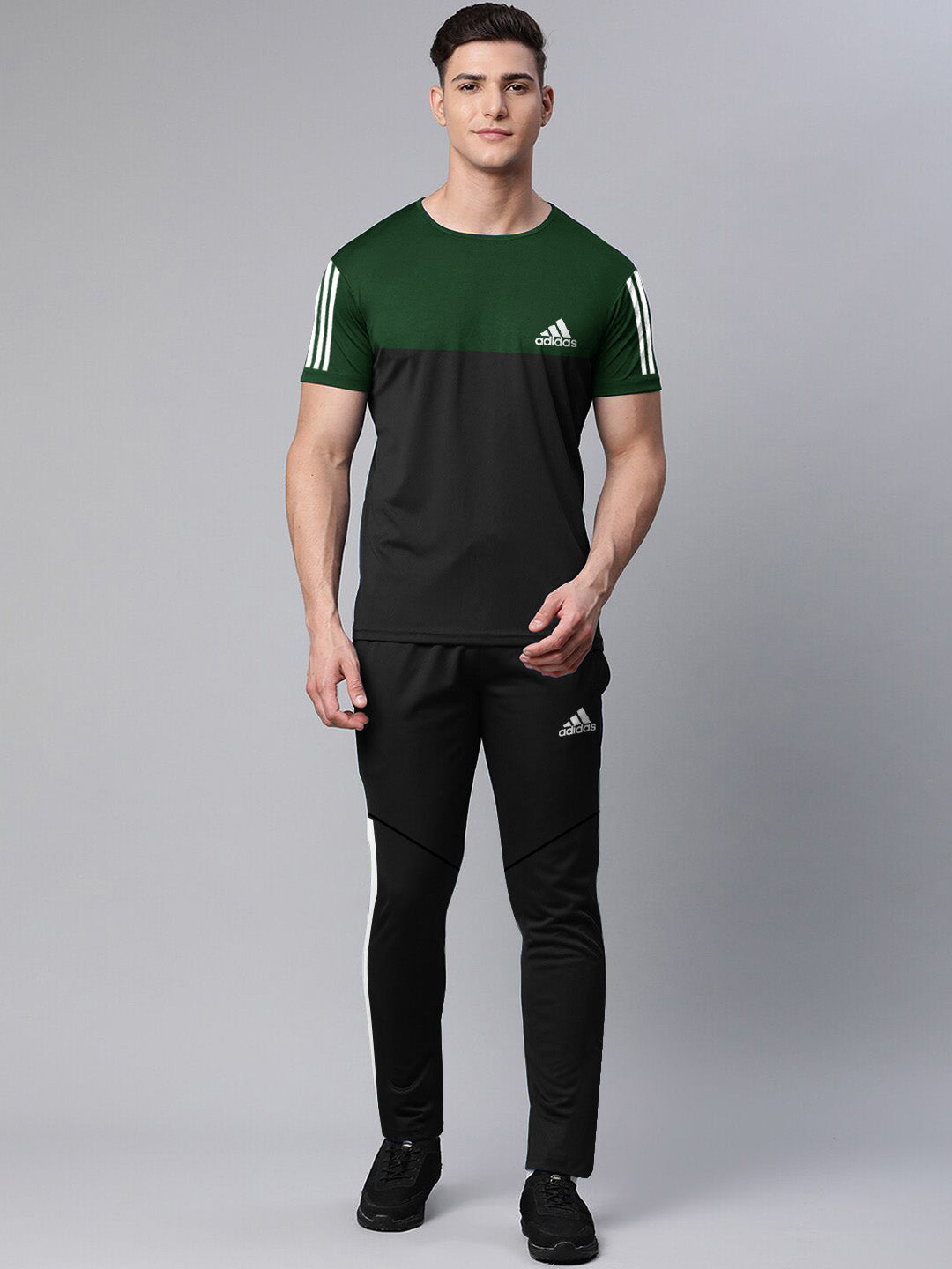 Adi Black Green Dri Fit Tracksuit Layure