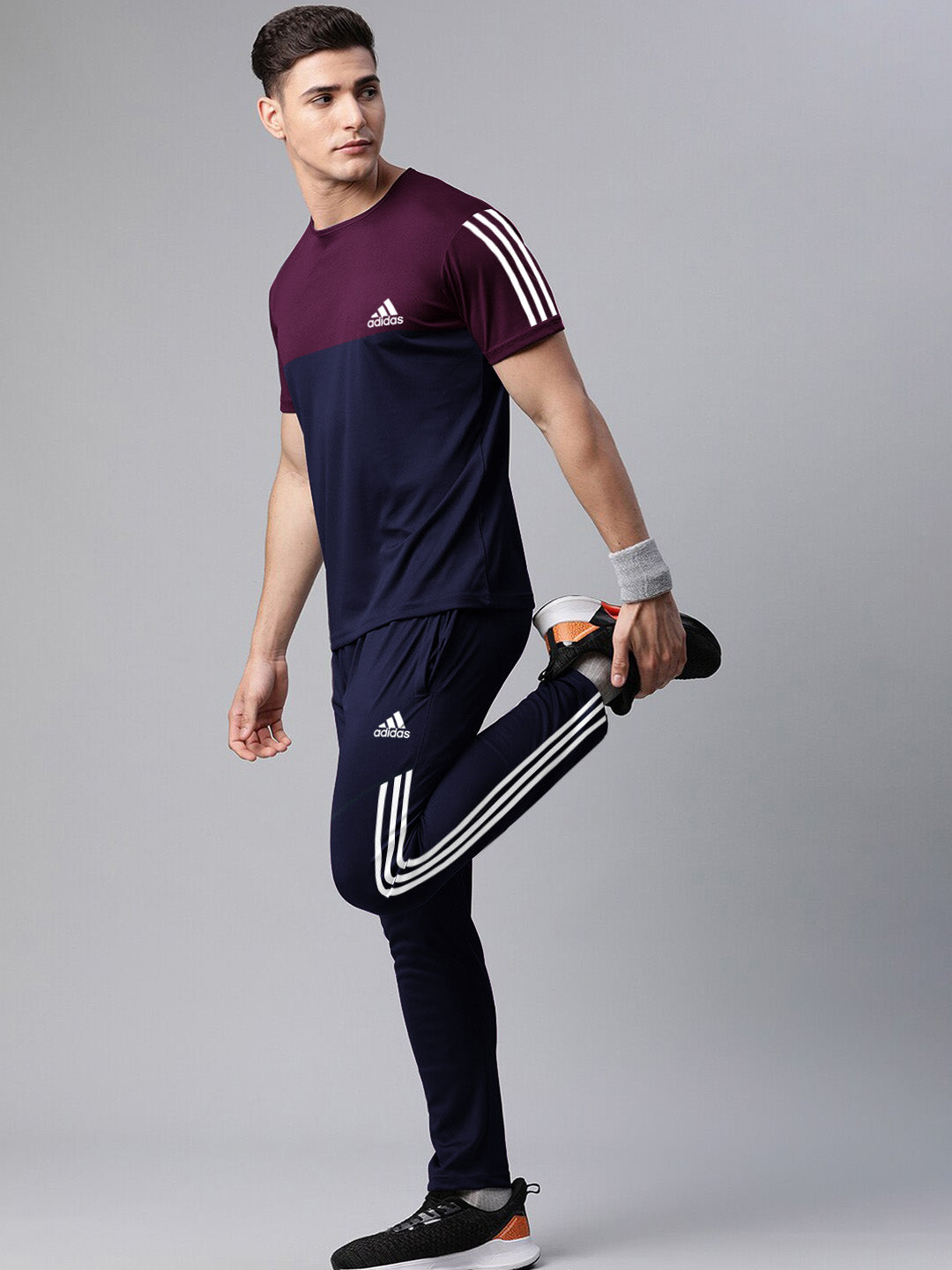 Adi maroon & Navy Blue Dri-Fit Tracksuit