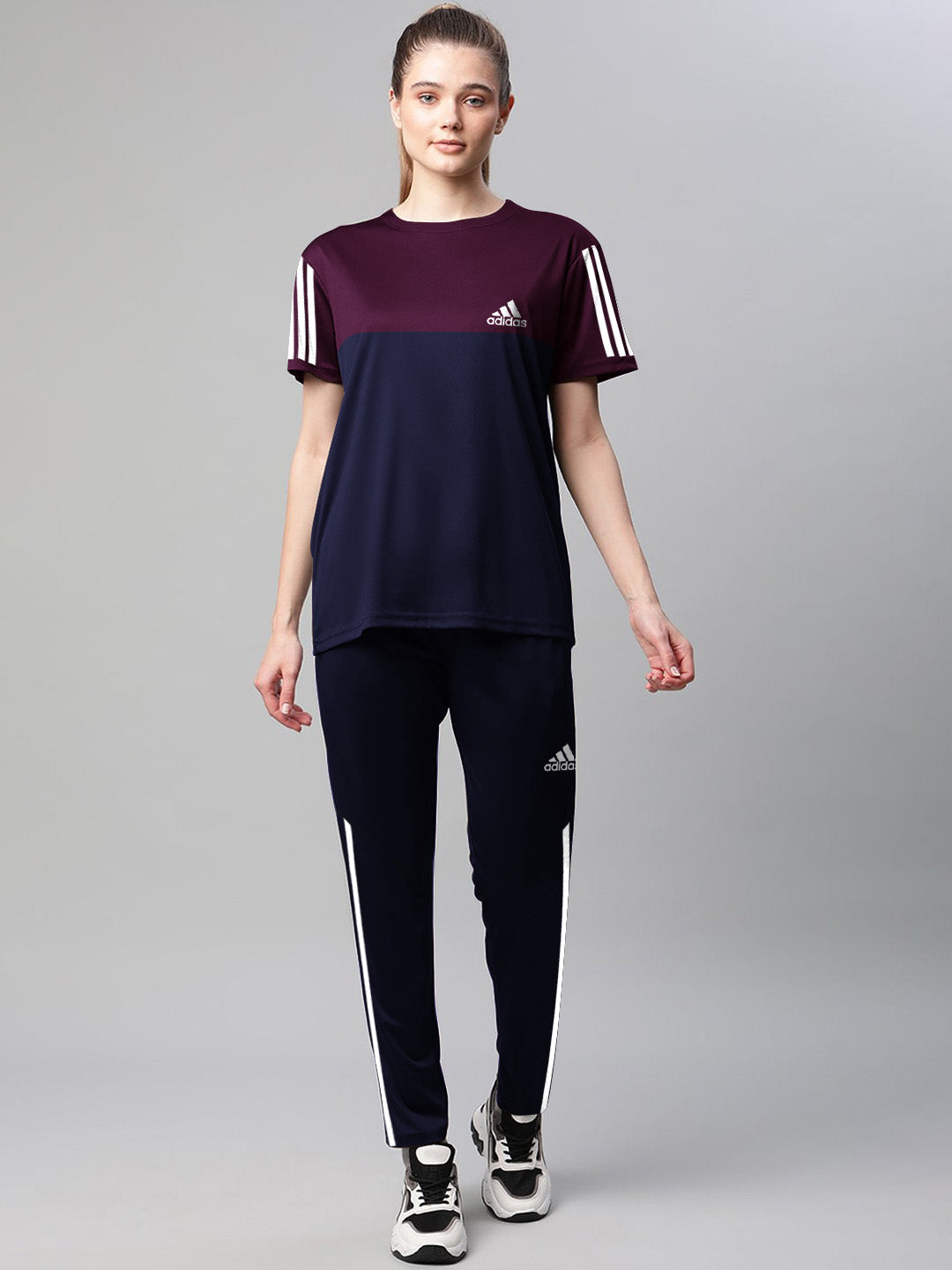 Adi maroon & Navy Blue Dri-Fit Tracksuit